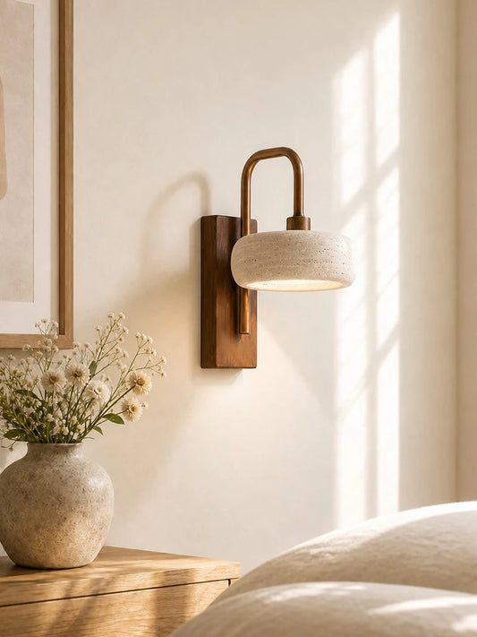 Elowen Travertine Cylinder Wall Sconce