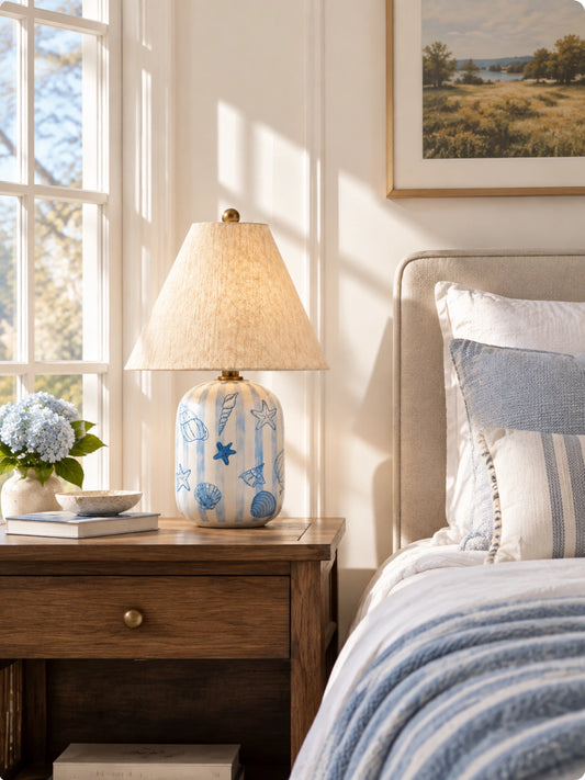 Eudora Linen Shade Ceramic Table Lamp