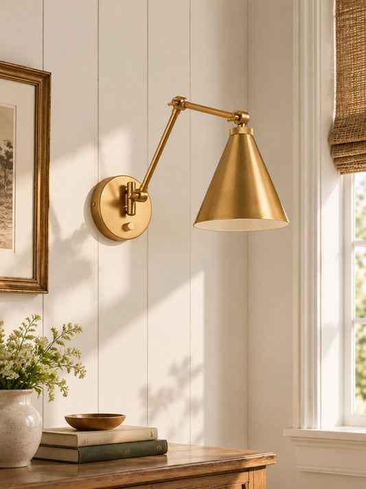 Freya Brass Swing Arm Wall Sconce