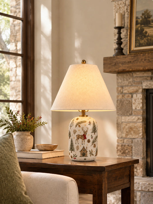 Maren Linen Shade Christmas Table Lamp