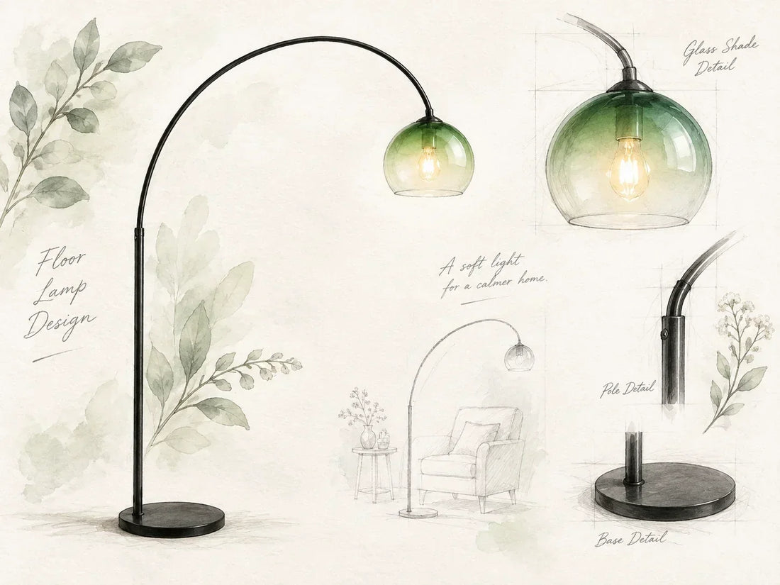Sweeping Arch, Gradient Green: Elio Vanni Arc Floor Lamp