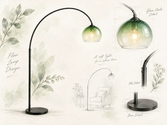 Sweeping Arch, Gradient Green: Elio Vanni Arc Floor Lamp