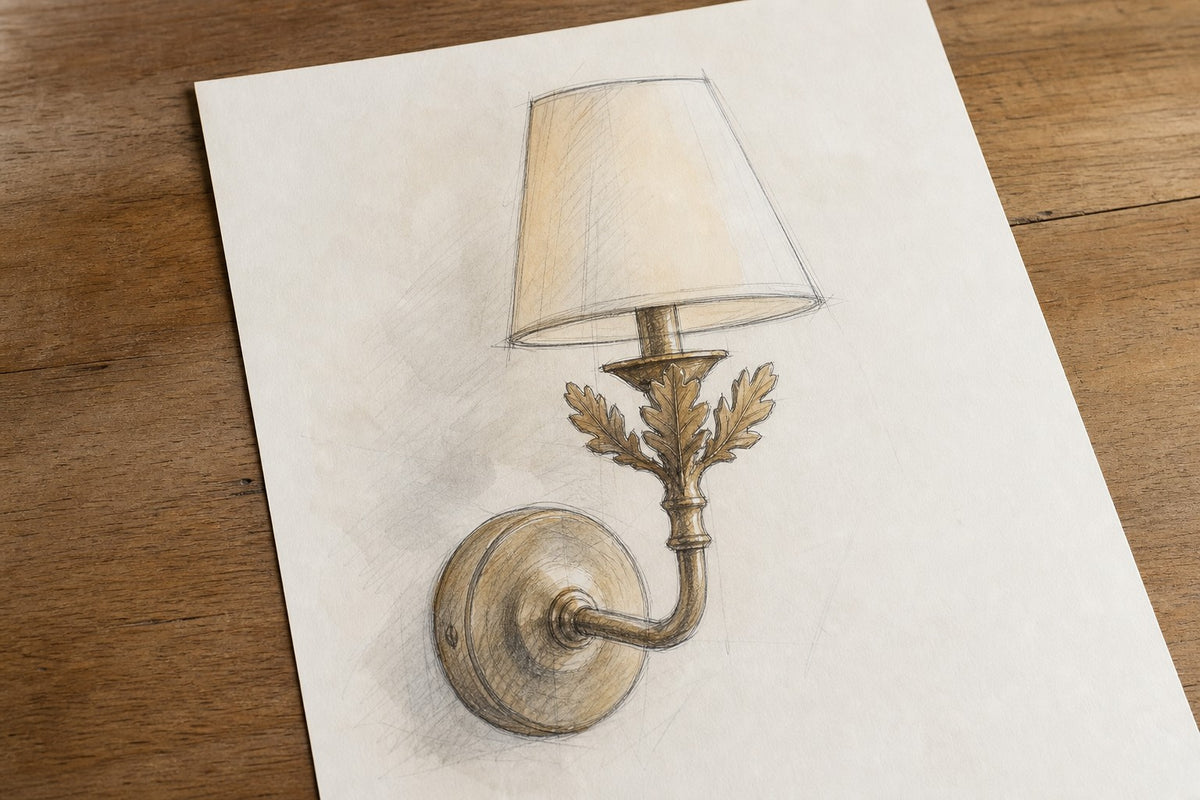 Charles wall sconce with sculpted leaf details