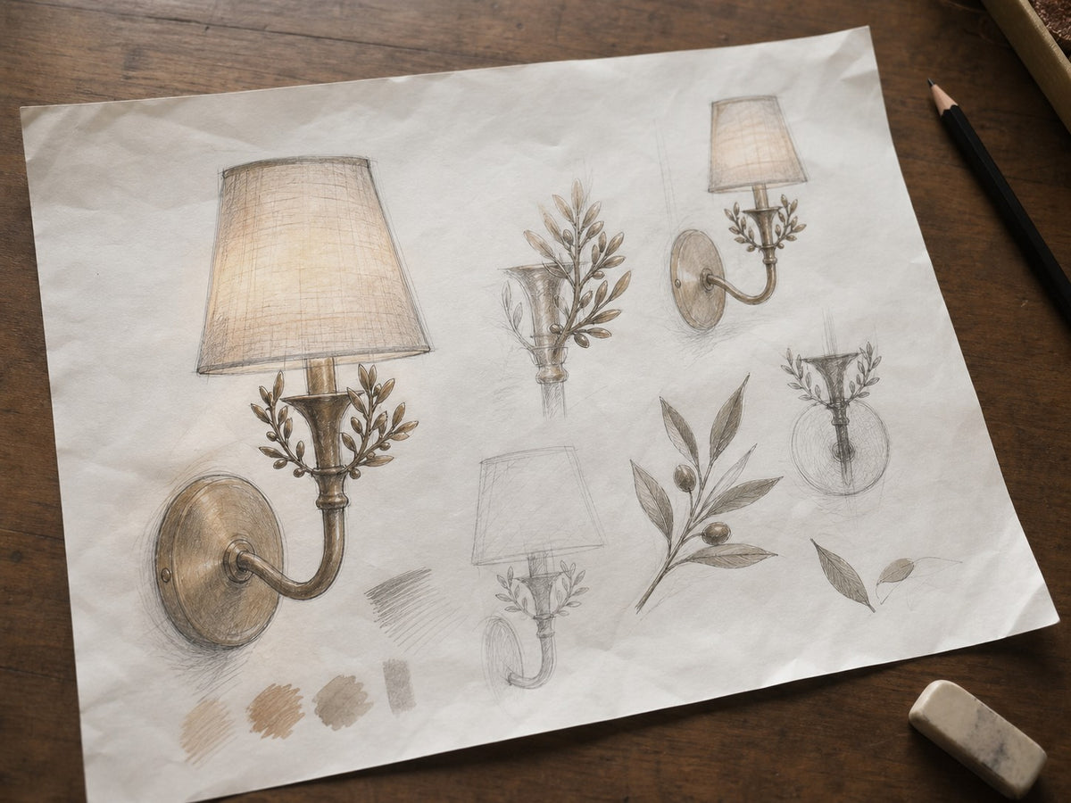 Charles wall sconce with sculpted olive branch details