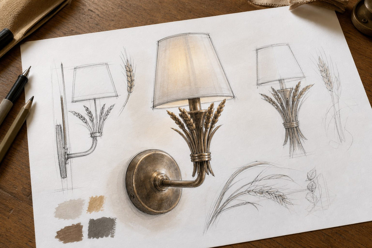 Charles wall sconce with sculpted wheat ears