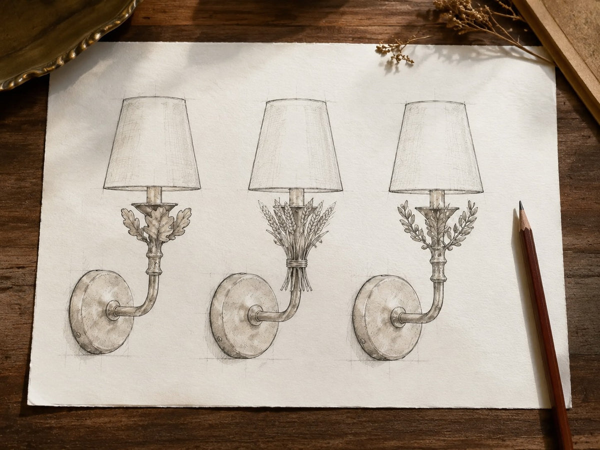 Charles wall sconce botanical concept sketches