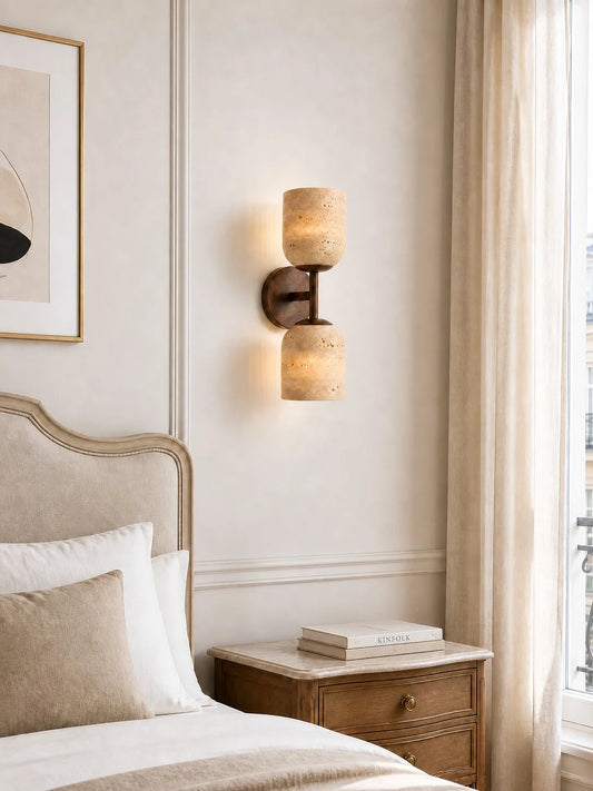 Vincent Double- Headed Travertine Wall Lamp