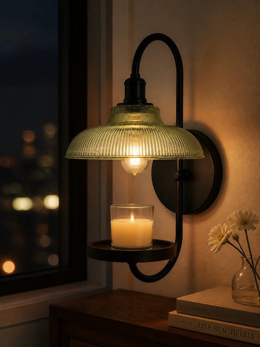 Lucien Ribbed Glass Wall Sconce
