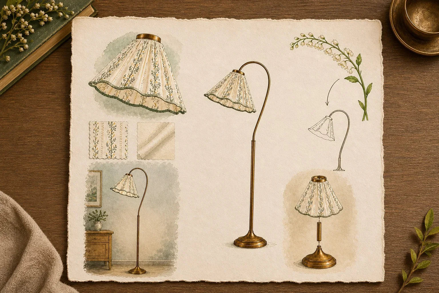 Briar floral floor lamp design board