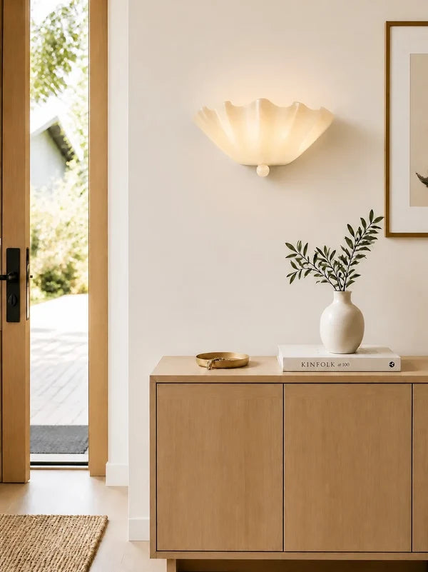 Lustreer milk glass wall light in a real room