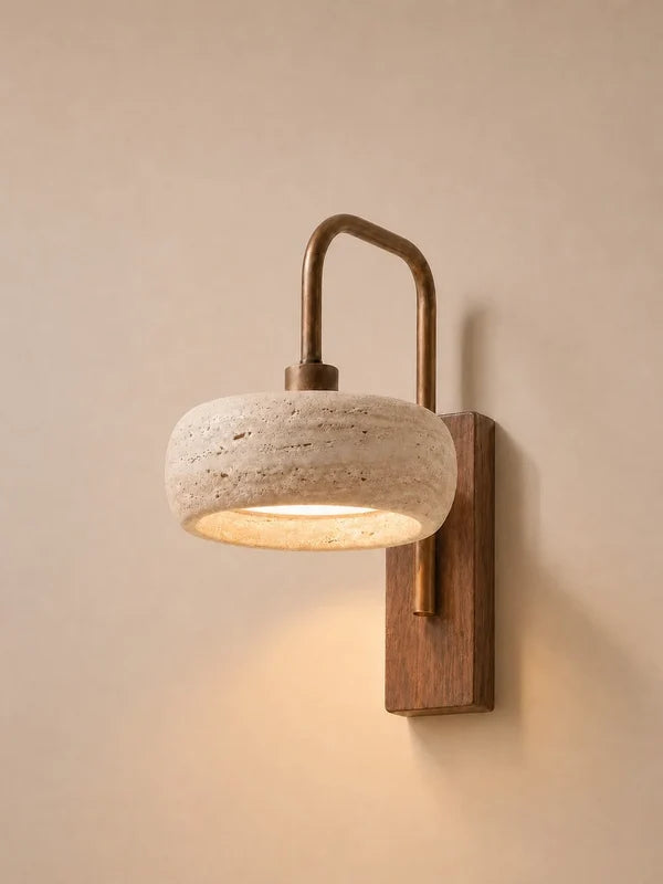 Lustreer stone wall light glowing warmly