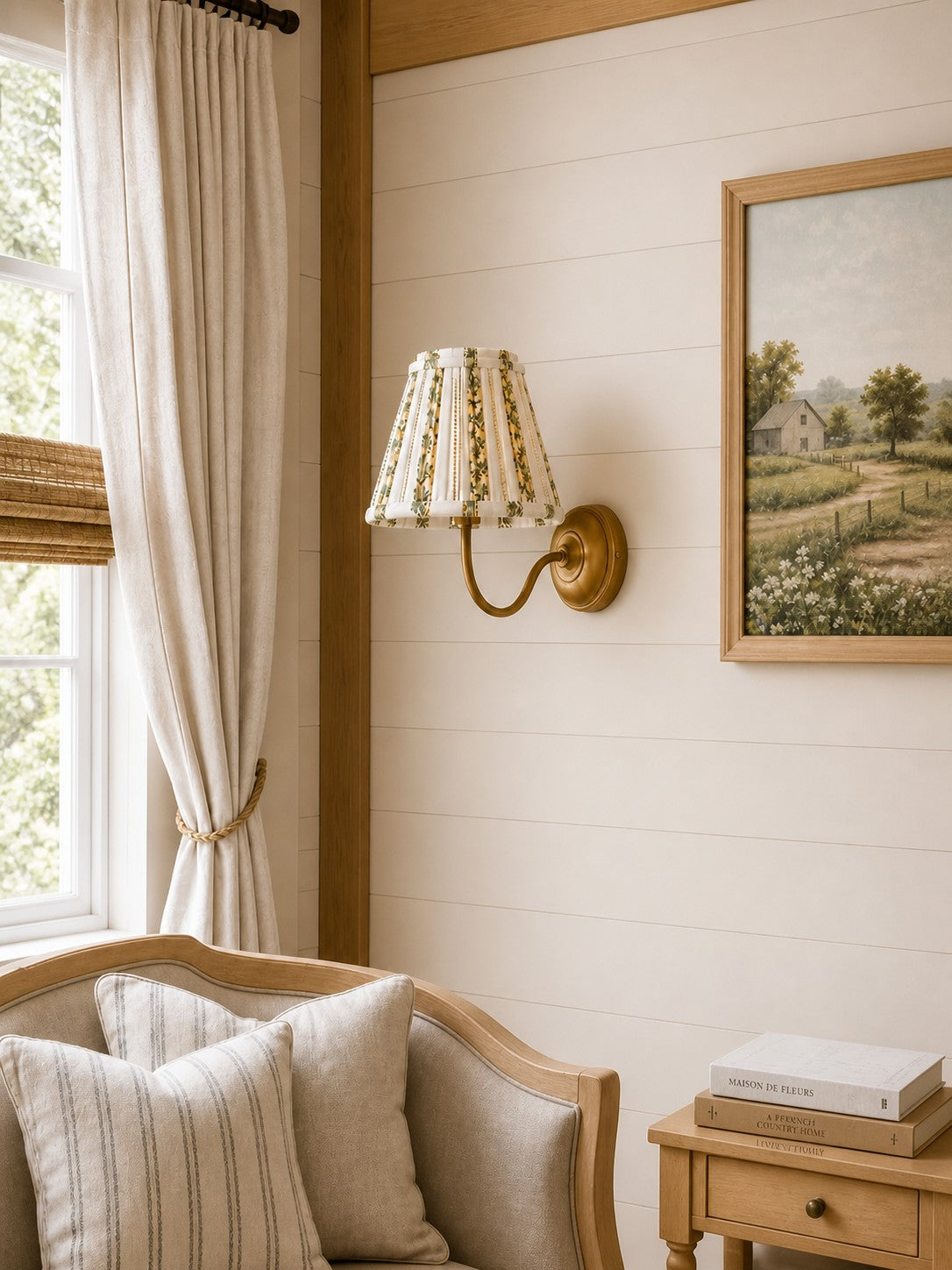 Briar floral wall sconce in a warm room